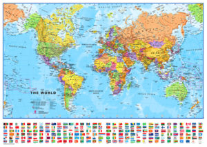 Carte du Monde grand format pour enfants - Carte murale plastifiée
