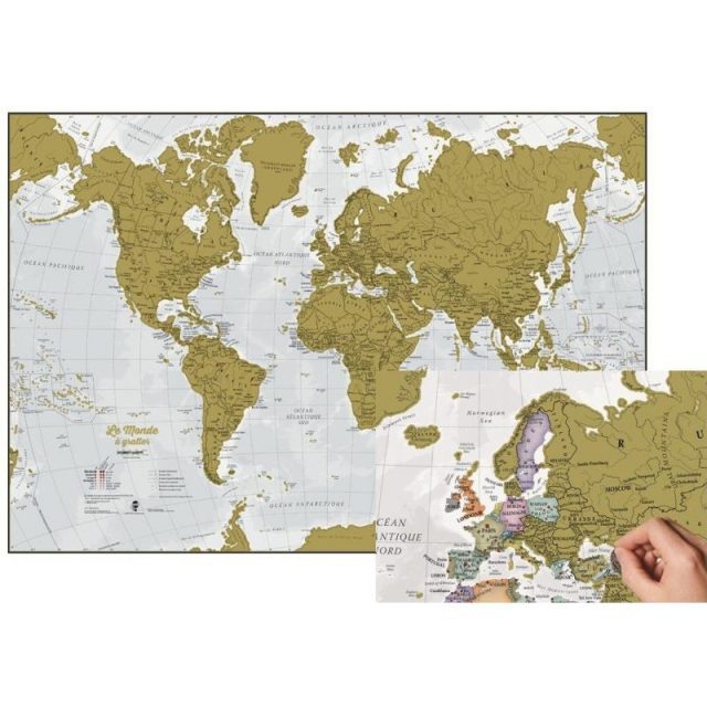 Carte du monde à gratter - français - Craenen - Scratch map of the World - french - Craenen