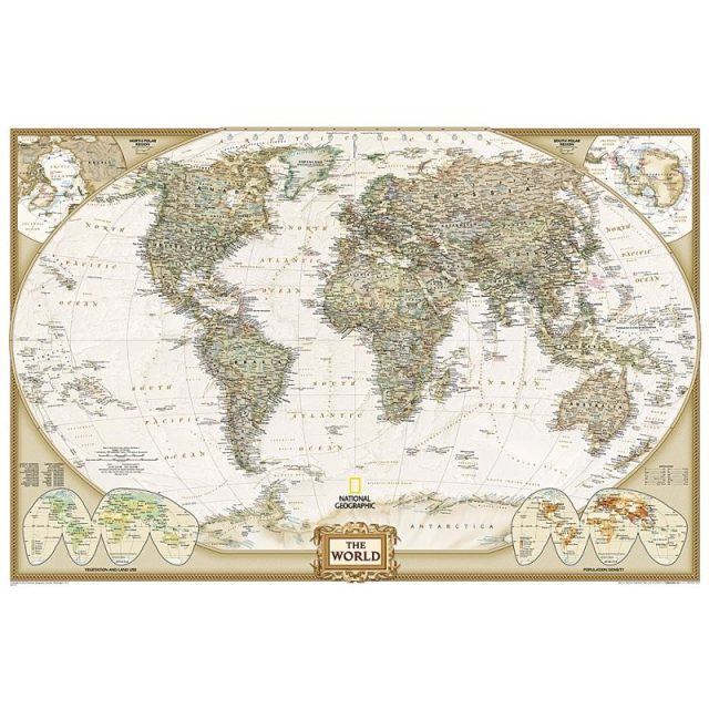 monde - Carte murale National Geographic style antique