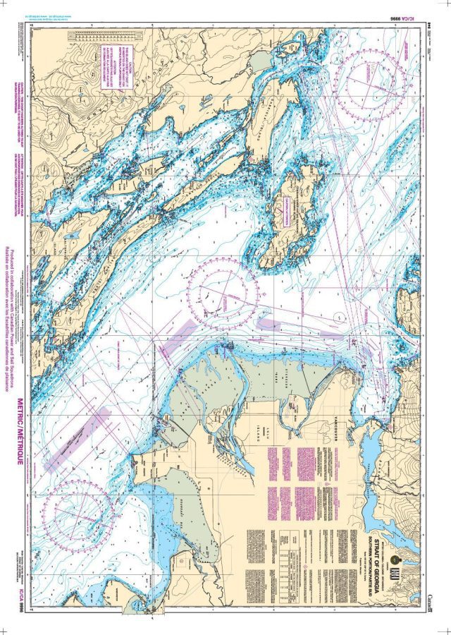 Échantillon de carte marine du Service hydrographique du Canada. Nautical chart.