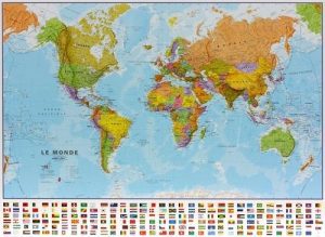 carte du monde politique - francais - World wall map political - french