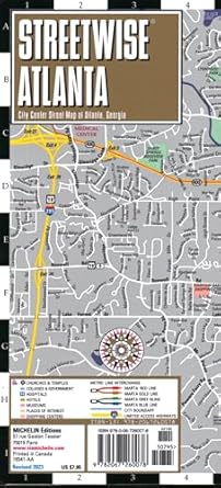 Atlanta city map laminated Streetwise Michelin