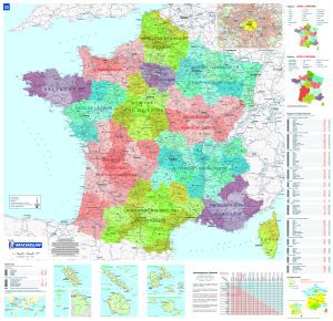 France administrative and physical map Michelin