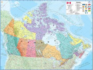 Carte murale du Canada - Politique - bilingue