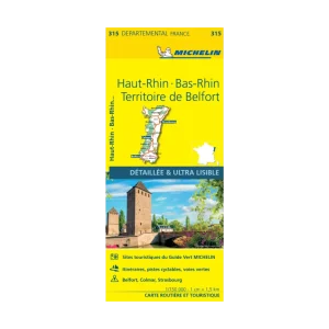 Bas-Rhin and Haut-Rhin carte road map Michelin #315