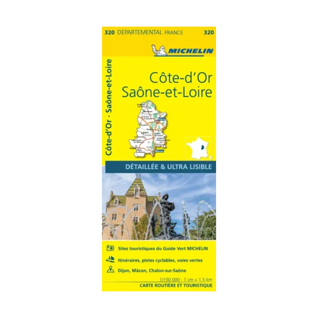 Côte-d'Or et Saône-et-Loire road map Michelin #320