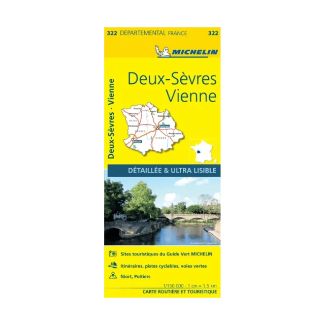 Deux-Sèvres et Vienne carte routière Michelin #322