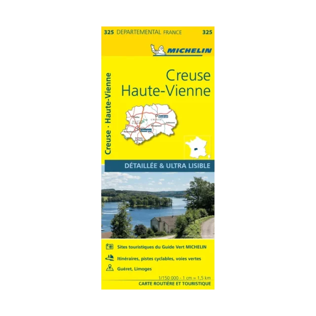 Creuse and Haute-Vienne road map Michelin #325