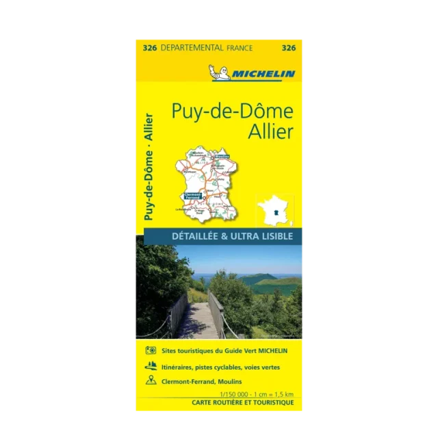 Bouches de l'Allier and Puy-de-Dôme road map Michelin #326