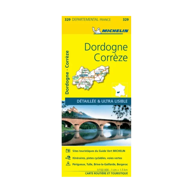 Corrèze and Dordogne road map Michelin #329