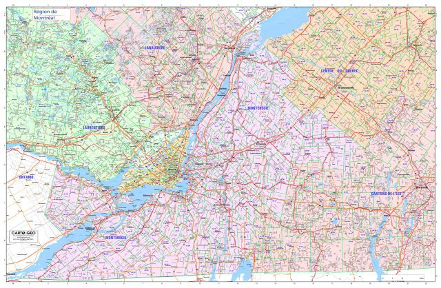 Région de Montréal carte murale - CartoGeo