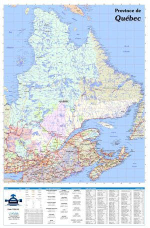 Québec en hauteur carte murale plastifiée - CartoGeo