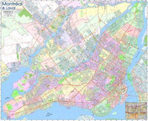 Montréal et Laval carte murale plastifiée - CartoGeo - Montreal and Laval Laminated Wall Map - CartoGeo