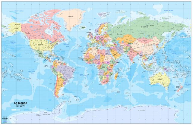 Le monde carte murale plastifiée - CartoGeo