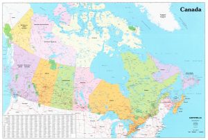 Canada carte murale plastifiée - CartoGeo - Canada Laminated Wall Map - CartoGeo