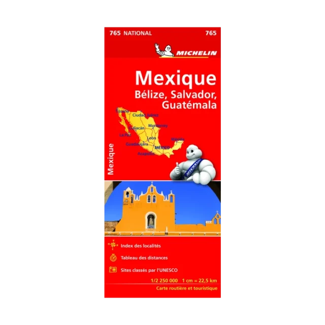 Mexico Belize El Salvador Guatemala road map Michelin #765