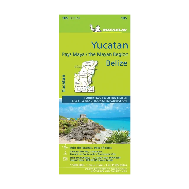 Yucatan Région Maya Bélize carte routière Michelin