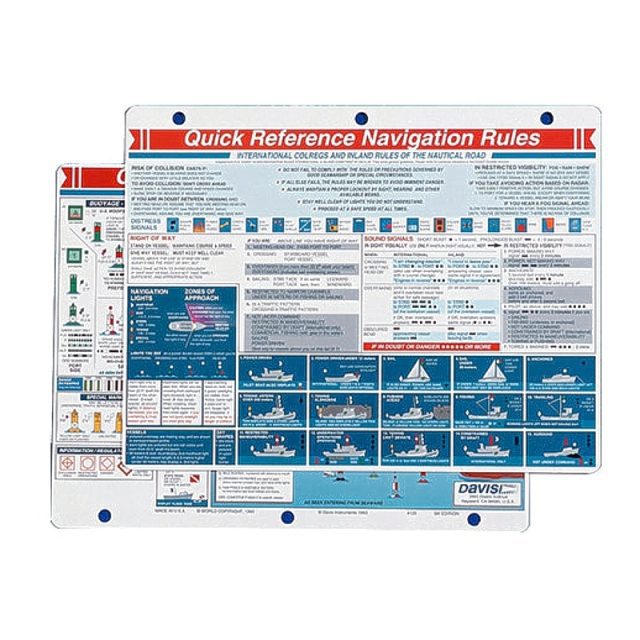 Davis 125 Navigation Rules Quick Reference Card - Carte de référence rapide des règles de navigation Davis 125
