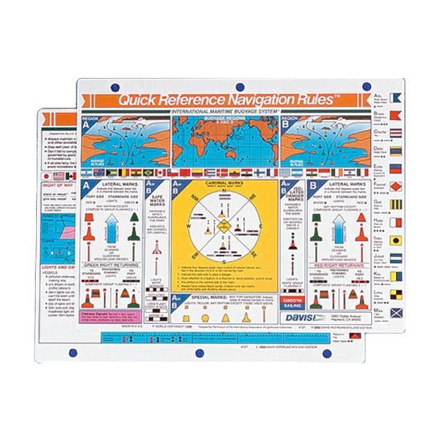 Davis 127 International Navigation Rules Quick Reference Card - Carte de référence rapide des règles de navigation internationales Davis 127