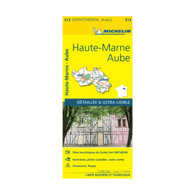 Aube et Haute-Marne carte routière Michelin #313