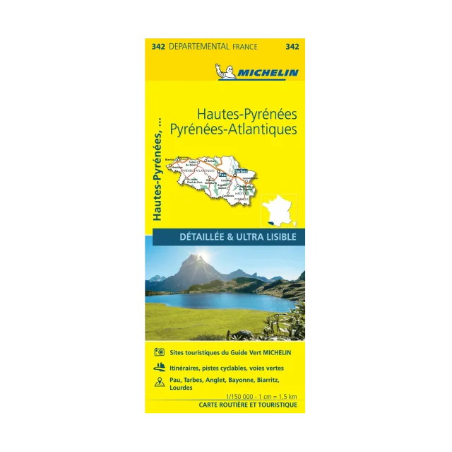 Hautes-Pyrénées and Atlantiques road map Michelin #342