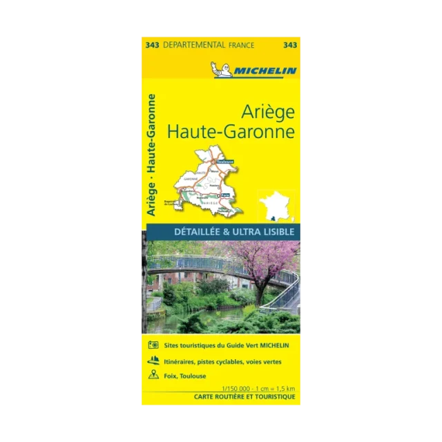 Ariège et Haute-Garonne carte routière Michelin #343