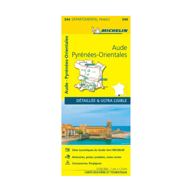 Aude et Pyrénées-Orientales carte routière Michelin #344