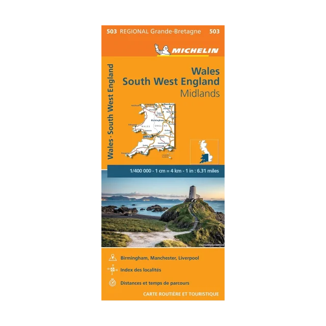 Wales, South West England and Midlands road map Michelin #503