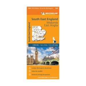 South East England East Anglie and Midlands road map Michelin #504