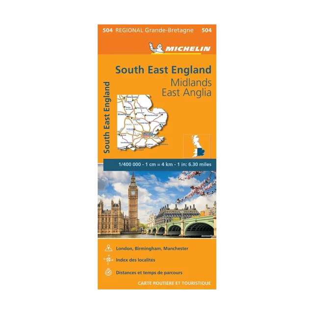 South East England East Anglie and Midlands road map Michelin #504