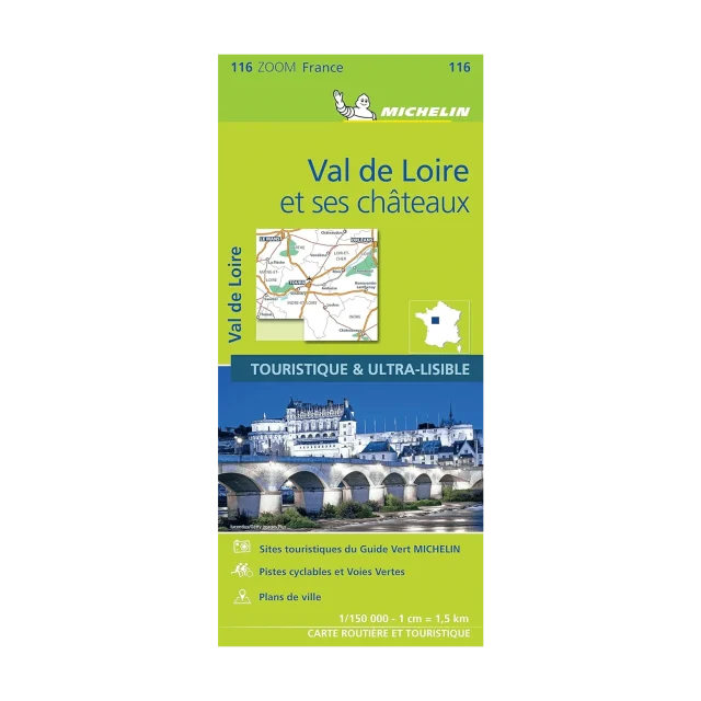 Val de Loire et ses châteaux carte routière zoom Michelin #116