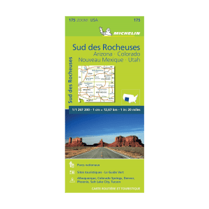 Rocky Mountains South and USA Four Corners: Arizona, Colorado, New-Mexico, Utah road map Michelin #175