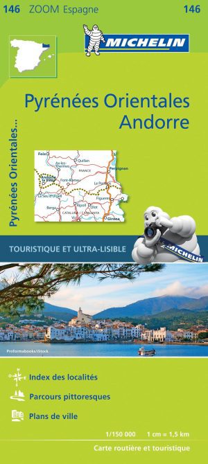 Eastern Pyrenees and Andorra zoom road map Michelin #146