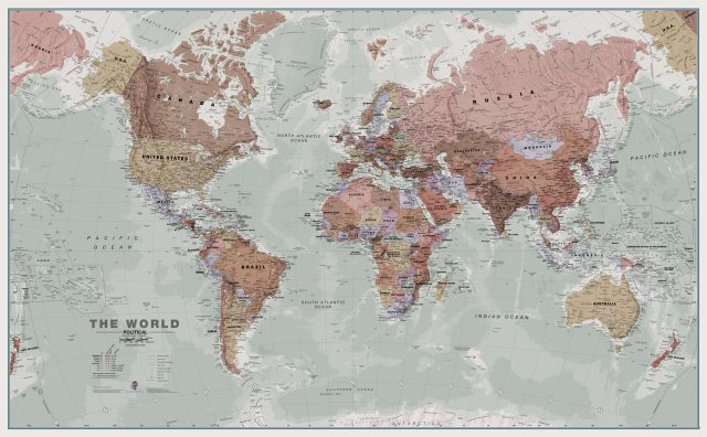 Le monde executive- carte murale politique - Executive Political World Wall Map