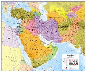 Moyen-Orient carte murale - Politique - Middle East Wall Map - Political