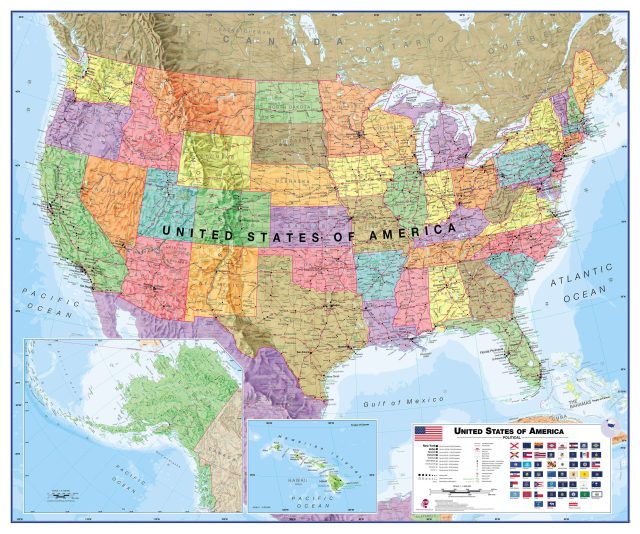 États-Unis (USA) carte murale - Politique - USA Wall Map - Political