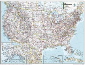 États-Unis (USA) carte murale National Geographic