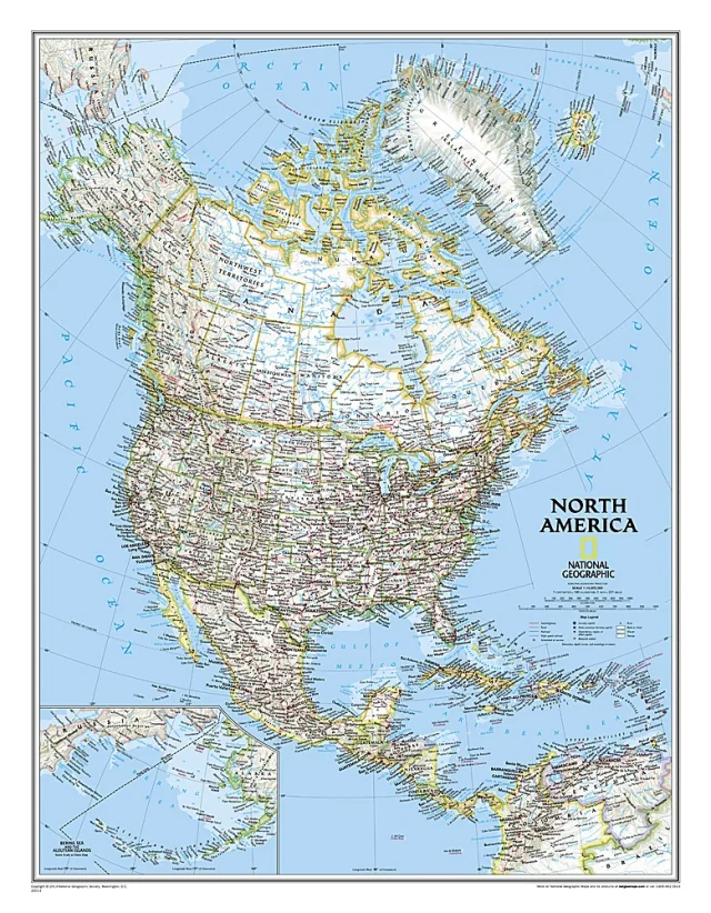 Amérique du Nord carte murale National Geographic