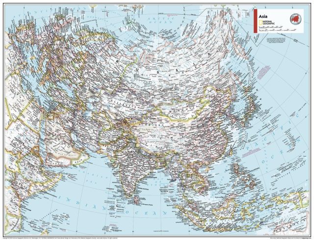 asie carte murale national geographic asia wall map