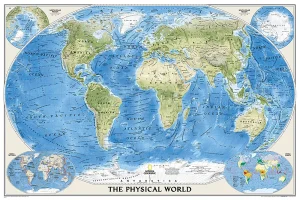 Monde Physique carte murale National Geographic - World Physical Map - National Geographic