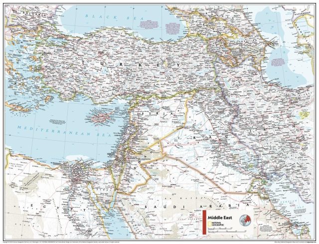 Moyen-Orient carte murale - National Geographic - Middle East Wall Map - National Geographic