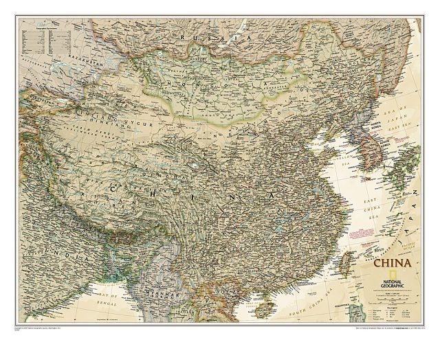 Chine carte murale style antique