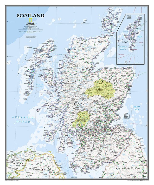 Écosse carte murale National Geographic - Scotland Wall Map - National Geographic