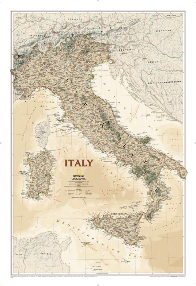 italie carte murale style antique