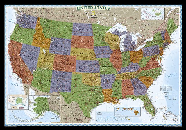 États-Unis deco carte murale wall map usa decorative