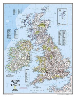 Royaume-Uni et Irelande carte murale