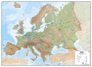 Europe carte murale physique. Europe Physical Wall Map