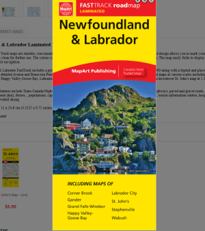 Terre-Neuve-et-Labrador - Carte routière plastifiée Mapart