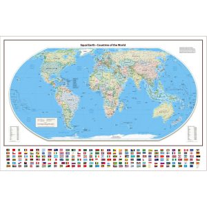 Carte du monde Equal Earth Blanche - Anglais