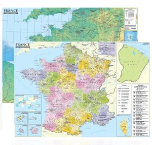 France Carte administrative et physique avec barres alu 9788383554358